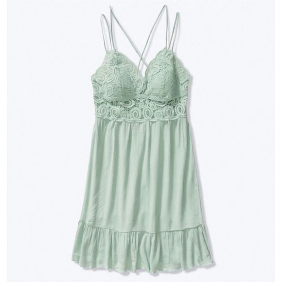 𝅺Victoria’s Secret PINK Lace Dress In Sage Green - Picture 2 of 3